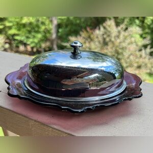 Elegant Amythyst and Chrome Covered Butter Dish
